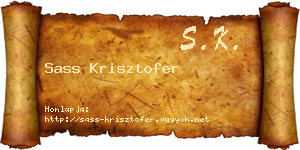 Sass Krisztofer névjegykártya